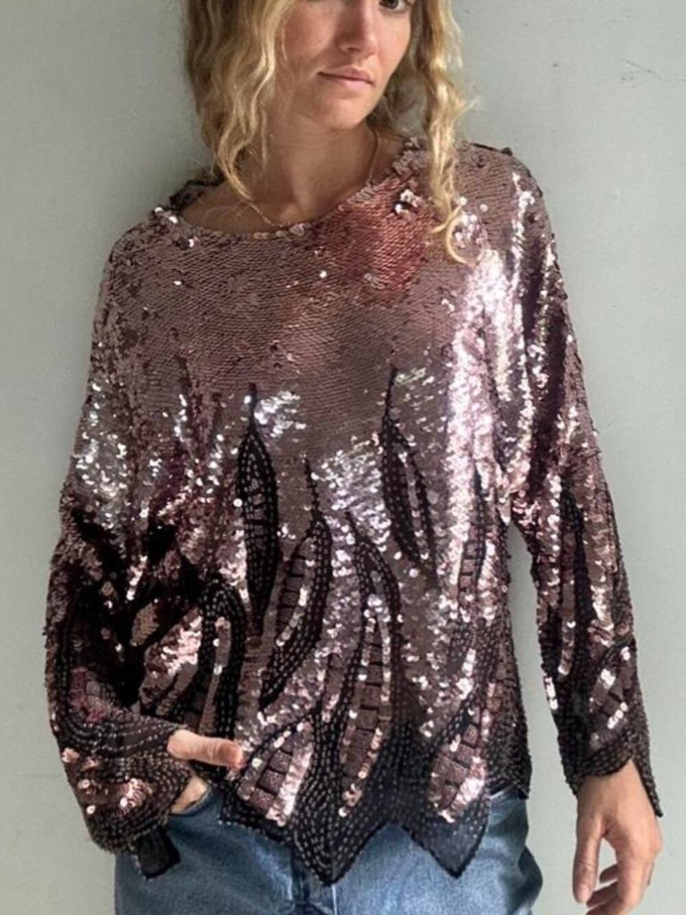 Oleg Cassini Women's Sequined Top